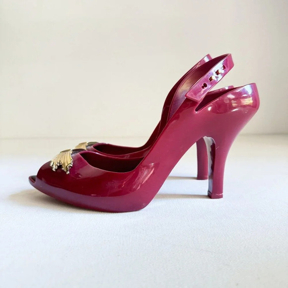 MELISSA X JASON WU LADY DRAGON HEEL - MERLOT 10 - Picture 6 of 11